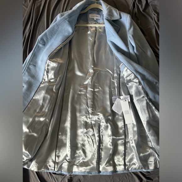 New with tags! Powder Blue Calvin Klein Pea Coat Size 12 - Picture 4 of 11